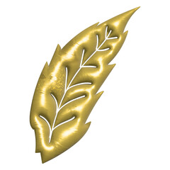 3d rendered Golden Leaf for Design Elements