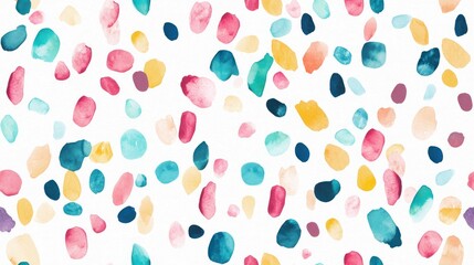 Colorful Abstract Pattern with Watercolor Dots on White Background