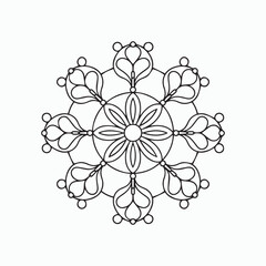 abstract floral background. Floral Mandala Coloring Page – Intricate Line Art Illustration
