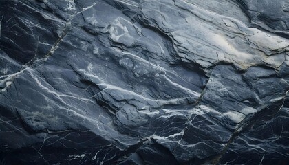 Natural Stone Texture with White Veins in Dark Gray Surface