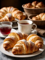 Authentic French Croissant Breakfast in a Charming Parisian P&acirc;tisserie &ndash; Buttery & Flaky Pastry