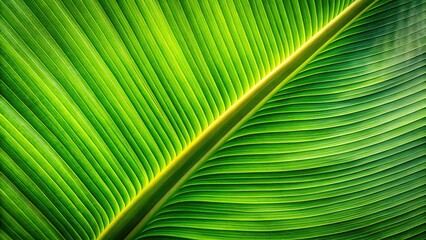 Close-up banana leaf: details of a tropical pattern.