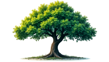 Isolated green tree PNG with lush leaves and strong trunk. 