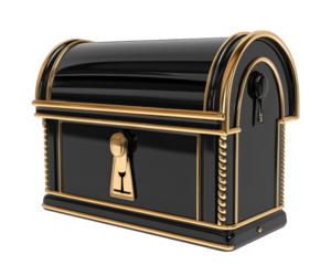 classic black mailbox with gold accents, featuring curved top and keyhole, adds touch of elegance to any entrance. This stylish mailbox is perfect for enhancing curb appeal