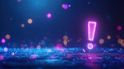 Obraz premium Dynamic neon exclamation mark digital realm holographic display futuristic environment immersive experience
