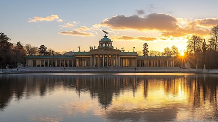Obraz premium Sunset Palace Reflection, Park