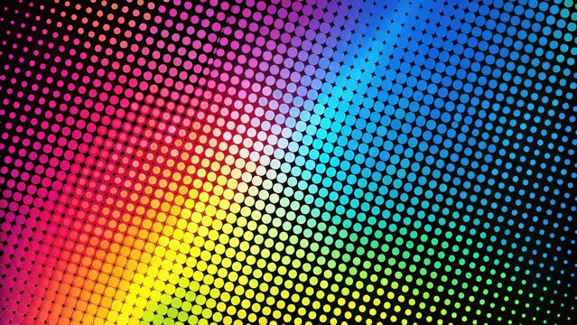 Colorful abstract halftone dots pattern background for testing black toner ink, with a subtle texture and varying dot sizes