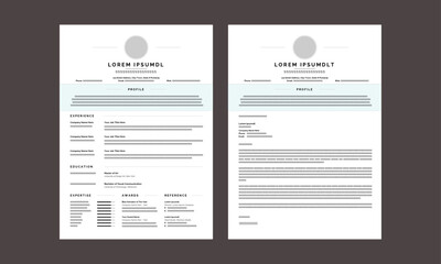 Resume CV. Professional modern and minimal resume CV, Clean and modern resume portfolio CV template
