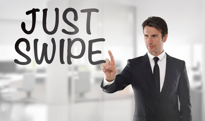 Businessman touching 