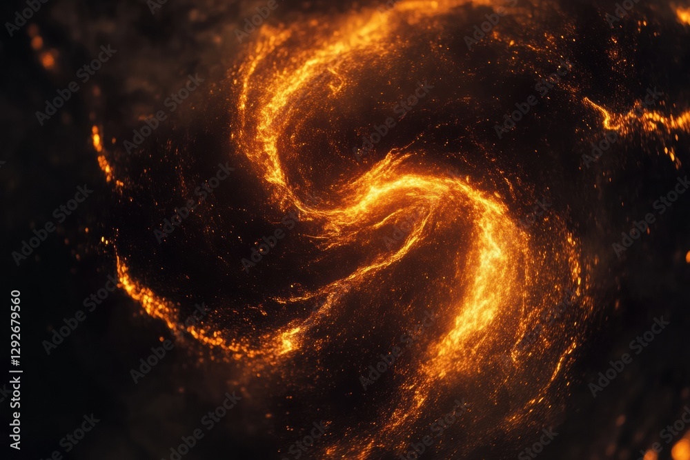 Poster Glowing gas swirls create an abstract display of energy flow in a dark environment. Generative AI