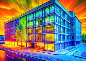 Fluid backdrop, retro gradient architecture; thermal heatmap.