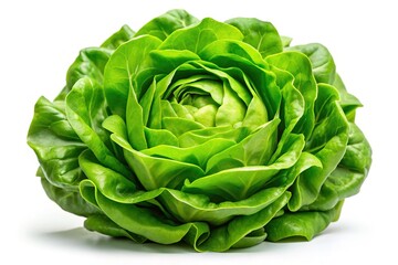 Fototapeta premium Fresh, white background iceberg lettuce, perfect for healthy meals.