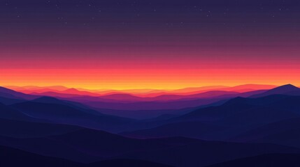 Obraz premium Layered Mountains Under Sunset Sky with Stars