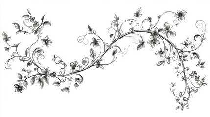 Monochrome Floral Vine Illustration