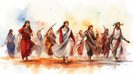 Celebration of Indigenous Peoples on August 9th in Watercolor Art
