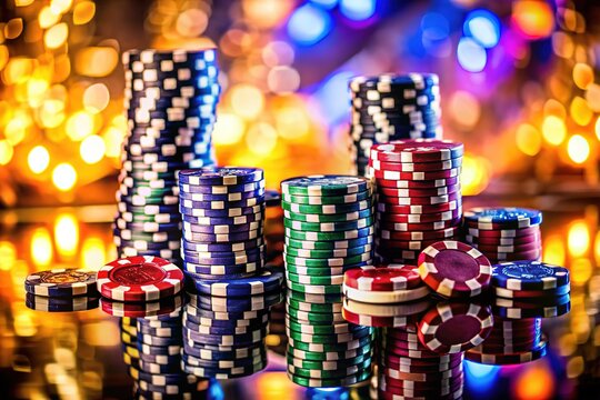High-resolution images of casino chips, cards, and a computer.  Professional product photography.