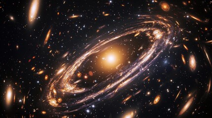 Obraz premium A breathtaking celestial portal reveals a hidden universe glowing with infinite stardust