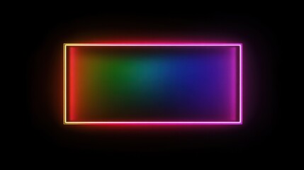 Fototapeta premium Rectangular Neon Frame with Gradient Fill on Black Background