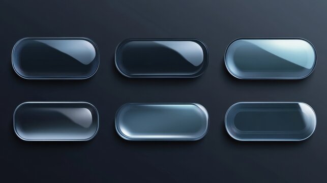 Six Glossy Rectangular Buttons on Dark Gray Background