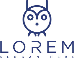 Blue owl vector icon with minimalist and modern design. Big eyes, clean lines and subtle gradients create a smart look. Suitable for logos, apps and digital designs