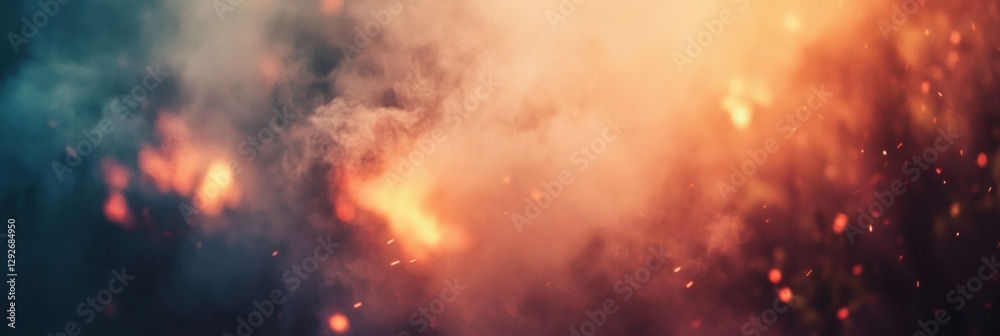 Poster forest burning with intense flames and thick smoke creating an urgent atmosphere for wildlife and ec