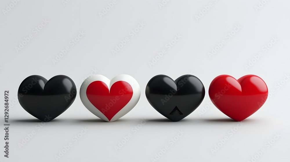 Poster stylized of poker symbols hearts spades diamonds and clubs minimalist modern and abstract design wit