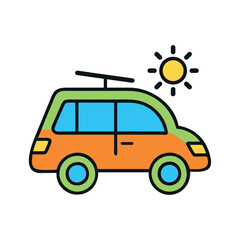 Solar Energy Car Roof Panel Icon