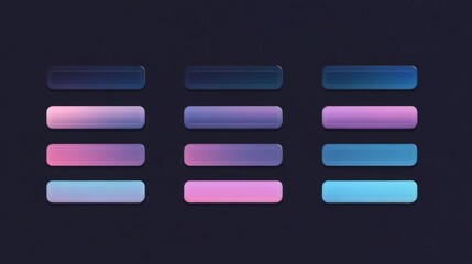 Obraz premium Twelve Rounded Rectangular Buttons with Gradient Colors