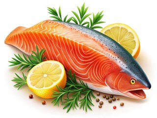 Simple, elegant salmon steak silhouette against white.