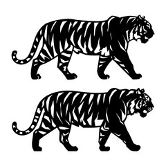 Fototapeta premium Simple Design of Silhouette of Tiger Walking Vector