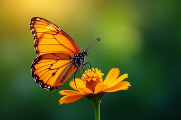Obraz premium Beautiful orange butterfly from Australia feeding on nectar, feeding, wildlife, vibrant