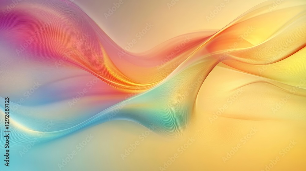 Leinwandbilder abstract colorful wave pattern with vibrant gradients and soft textures on a yellow background. mode