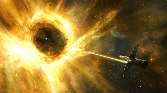 A spaceship harvesting antimatter from the core of a collapsed star