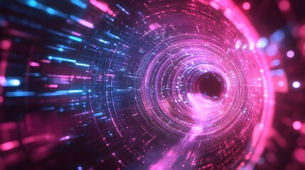 Obraz premium a mesmerizing tunnel with neon lights, an abstract digital artwork