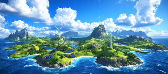 Sustainable island paradise utilizing wind and solar renewable energy