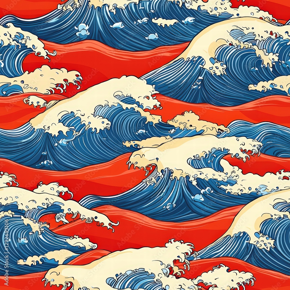 Poster calming wave pattern featuring fluid lines and soft curves creating a serene coastal atmosphere