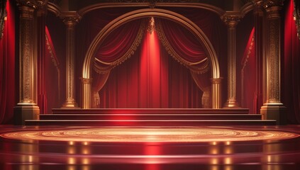 Red golden ceremony award stage venue background.