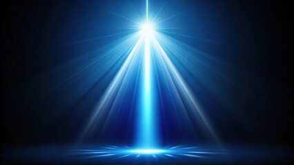 Dark blue beam of light shining from top to bottom on a dark background, radiance, illumination,  radiance