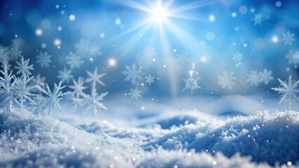 Naklejka premium Winter wonderland scene with shimmering ice crystals on a pristine snowy surface creating a sparkling winter snow background, frosty whites, wintry conditions