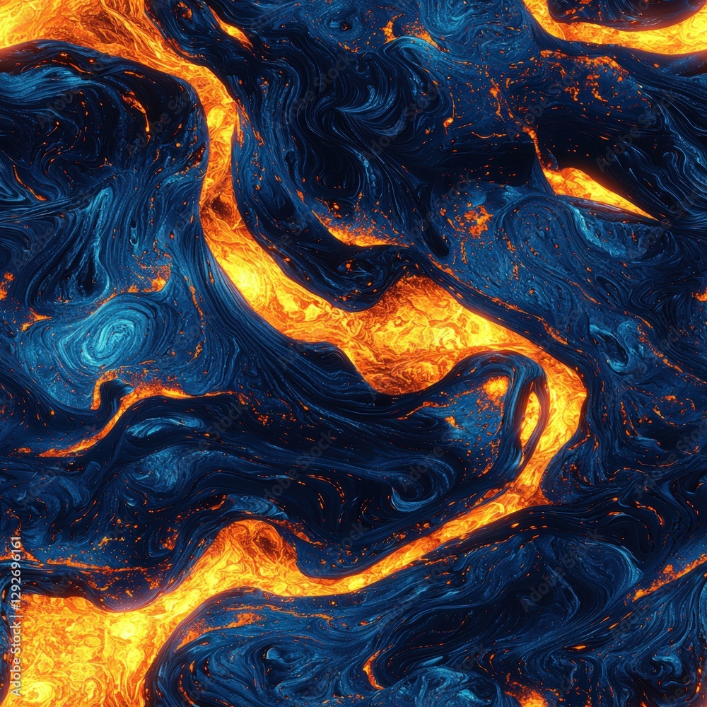 Poster Unique fire and water pattern creating an intriguing contrast between elements in abstract design