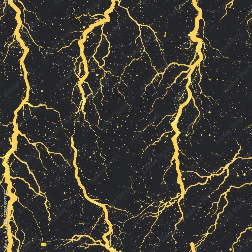 Poster captivating black and gold lightning pattern creating a striking visual effect with dynamic design