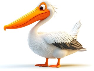Obraz premium Playful cartoon pelican in a bright studio environment 3d illustration