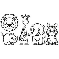 Simple and Cute Jungle Animal Sketch Perfect for DIY Projects