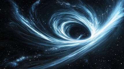 Obraz premium A futuristic deep-space mission captures a black hole bending light into surreal fractals