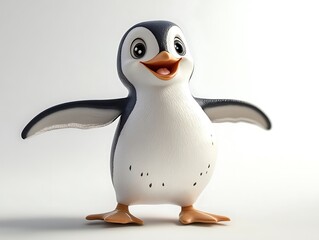 Playful penguin toy studio setting product photography bright background