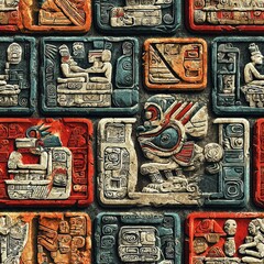 Detailed wall featuring a variety of different carvings that showcase artistic skills and cultural heritage