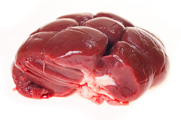 Cow kidneys on a white background
