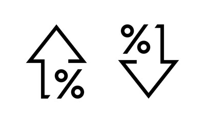 Percent arrow up and down icon. Percentage growth and decline sign symbol