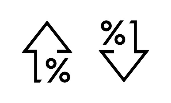 Percent arrow up and down icon. Percentage growth and decline sign symbol