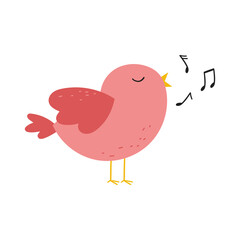 Cute Bird singing illustration